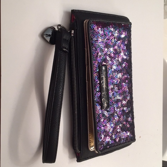 Betsey Johnson black clutch with purple sequin! - Picture 4 of 4